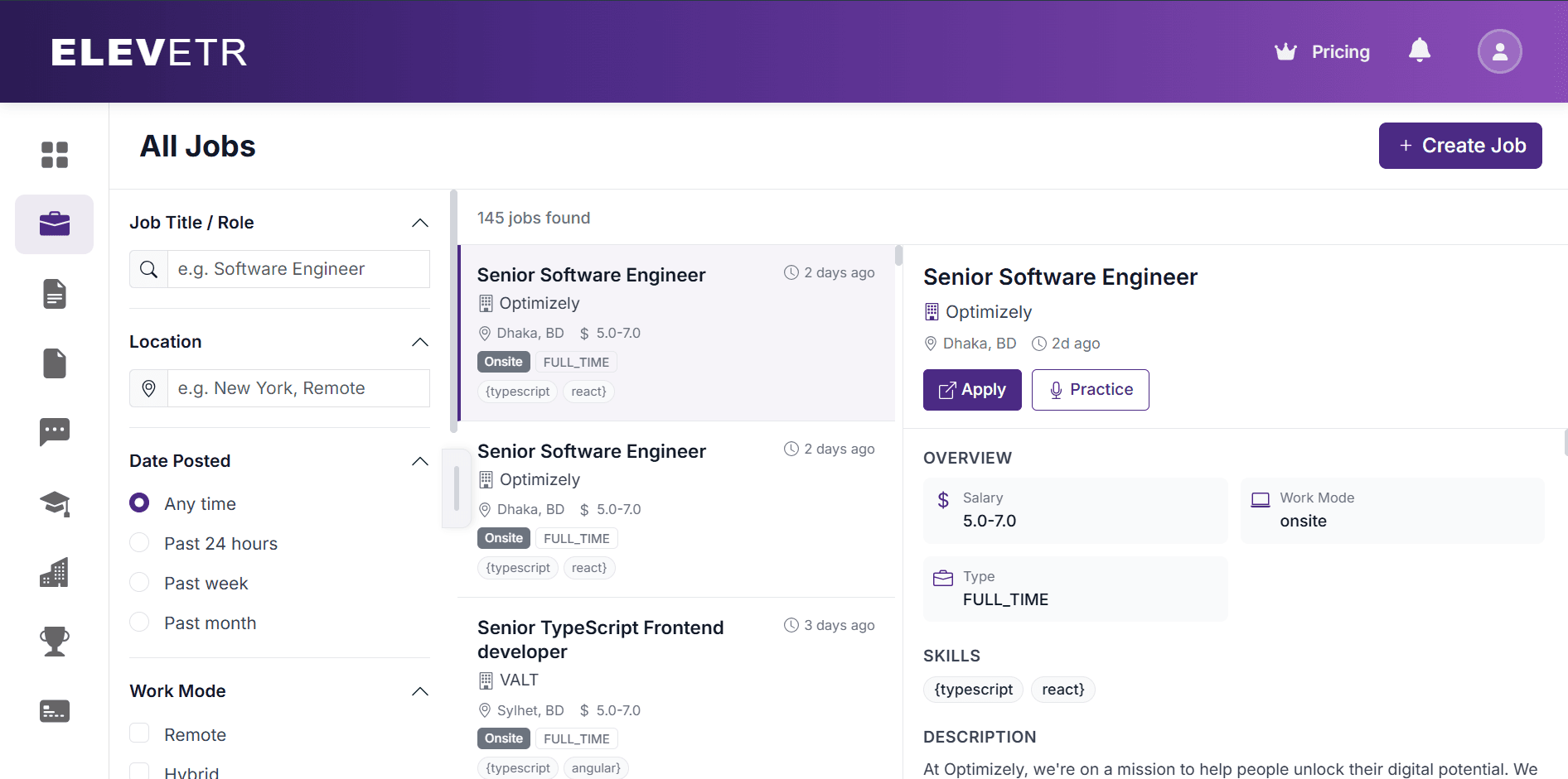 Elevetr Jobs candidate journey overview