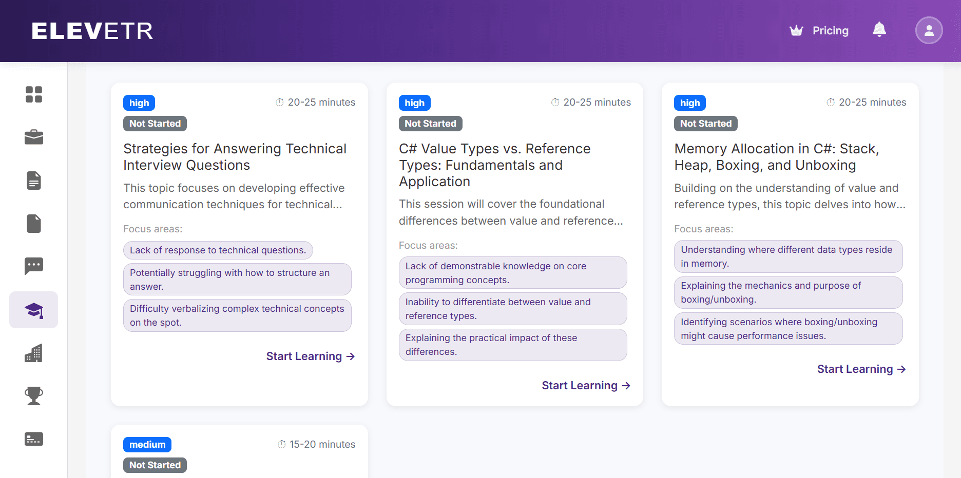 Elevetr AI learning path with milestones